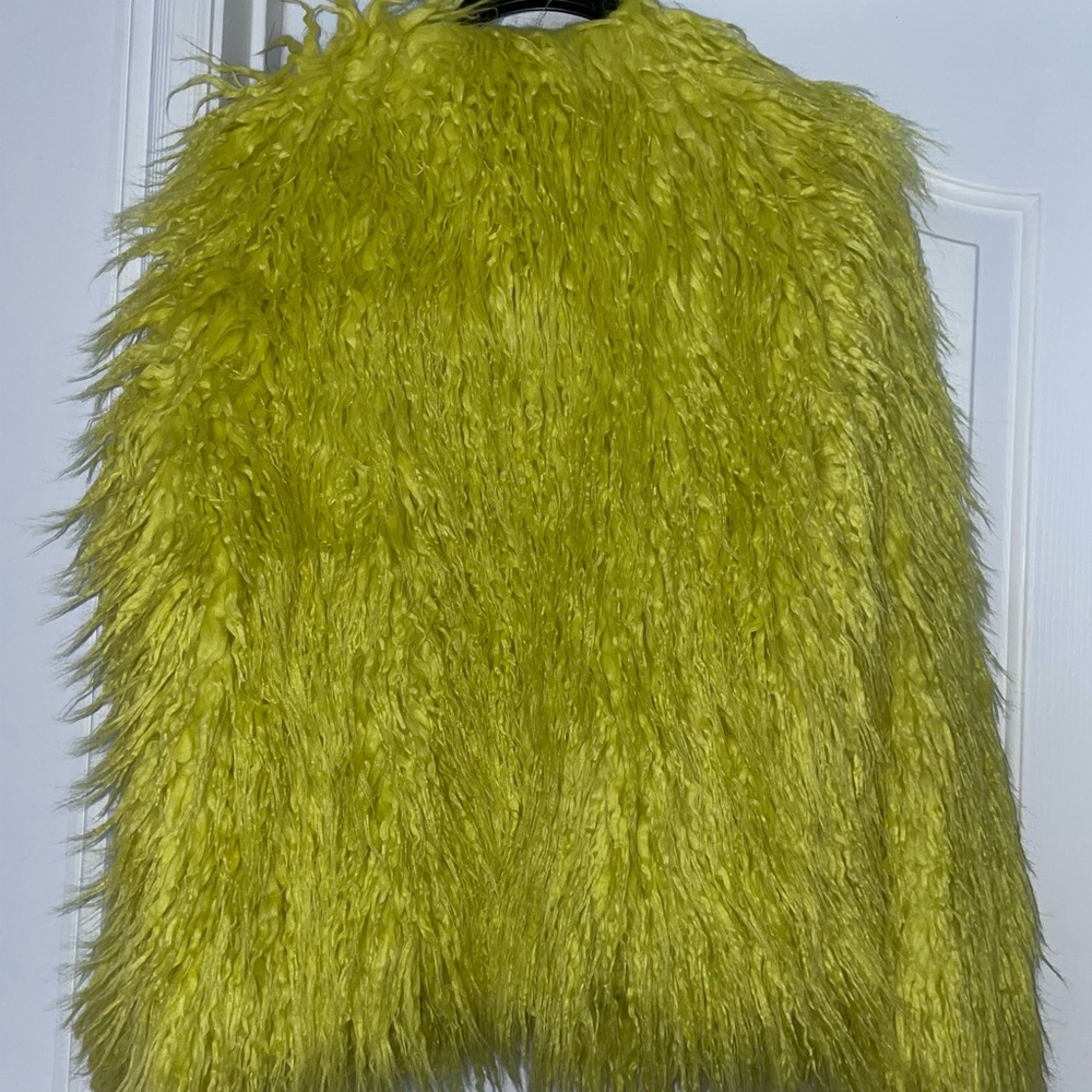 DONNA SALYERS Fabulous Furs MONGOLIAN Faux Fur IN CITRON VIBRANT SZ SMALL NWT - Picture 13 of 14